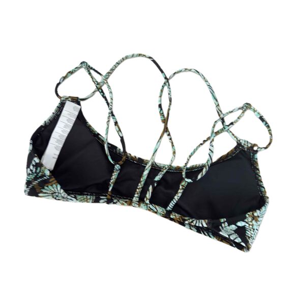 Volcom Strappy Halter Neck Removable Pads Triangle Bikini Black Top M Medium - Picture 2 of 4